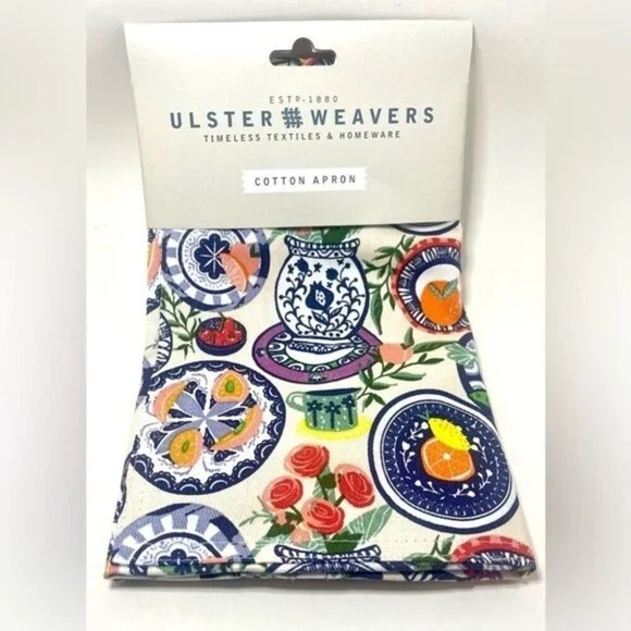 Ulster’s Weavers Mediterranean Plates Cotton Apron New - Picture 1 of 5